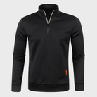 Quarter Zip Sweatshirt - Men's Long Sleeve Pullover-Fashion Men Sweater Pullover Fall-Chaps London-Black-S-Chaps London