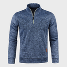 Quarter Zip Sweatshirt - Men's Long Sleeve Pullover-Fashion Men Sweater Pullover Fall-Chaps London-Blue-S-Chaps London