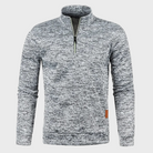 Quarter Zip Sweatshirt - Men's Long Sleeve Pullover-Fashion Men Sweater Pullover Fall-Chaps London-Light Gray-S-Chaps London