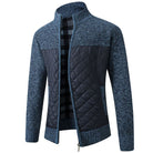 Quilted Cardigan - Men's Zip Up Knitted Jacket-Strickwaren-Chaps London-Blue-S-Chaps London