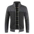 Quilted Cardigan - Men's Zip Up Knitted Jacket-Strickwaren-Chaps London-Dark Grey-S-Chaps London