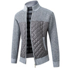 Quilted Cardigan - Men's Zip Up Knitted Jacket-Strickwaren-Chaps London-Grey-S-Chaps London