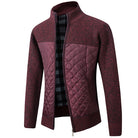Quilted Cardigan - Men's Zip Up Knitted Jacket-Strickwaren-Chaps London-Red-S-Chaps London