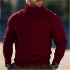 Roll Neck Jumper - Long Sleeve - Turtleneck - Knitted Sweater - Men's Jumper-Turtleneck Sweater-Chaps London-Burgundy-S-Chaps London