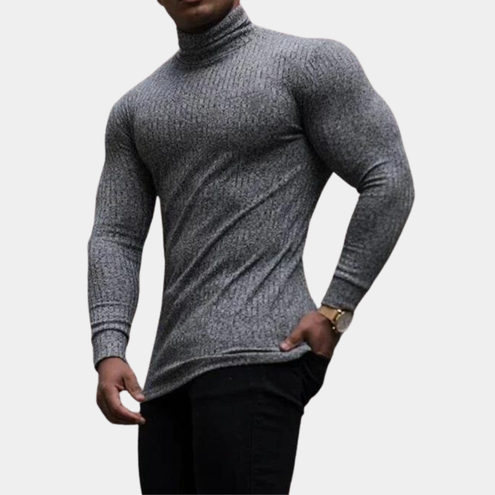 Roll Neck Jumper - Men's Slim Fit Long Sleeve Turtleneck Sweater-Chaps London-Chaps London