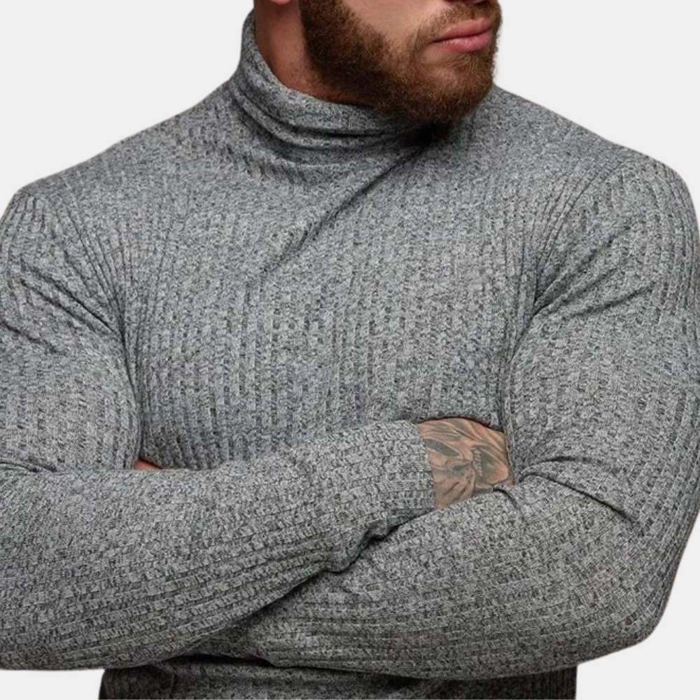 Roll Neck Jumper - Men's Slim Fit Long Sleeve Turtleneck Sweater-Chaps London-Chaps London