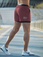 Running Shorts - 2-in-1 - Quick Dry - Gym Shorts - Men's Shorts-Sportbroek man-Chaps London-Earth Red-XS-Chaps London