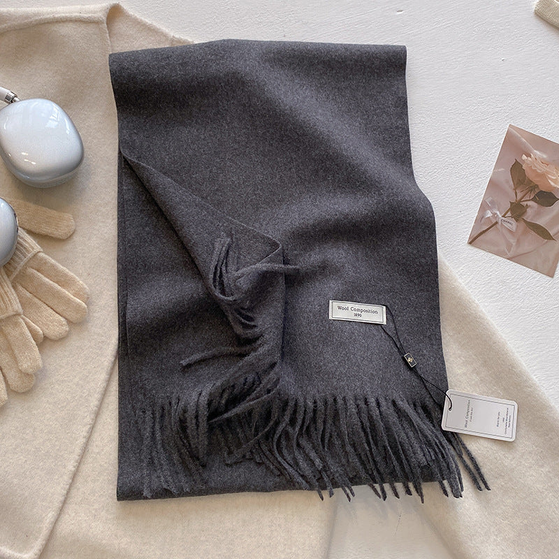 Scarf - Men's Tassel Shawl Winter Wrap-Scarf-Chaps London-Dark Grey-Chaps London
