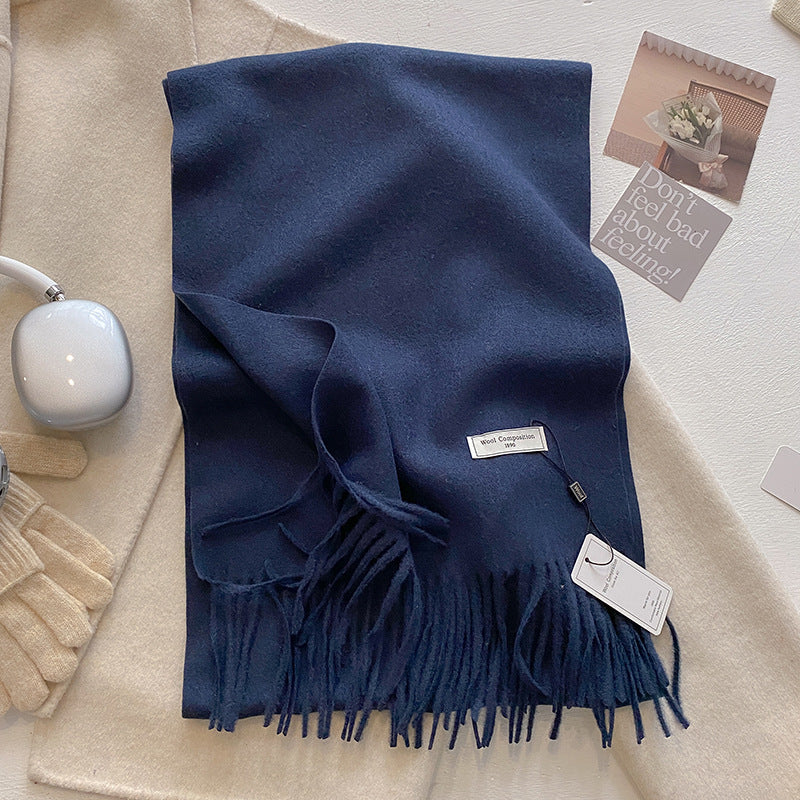 Scarf - Men's Tassel Shawl Winter Wrap-Scarf-Chaps London-Navy Blue-Chaps London