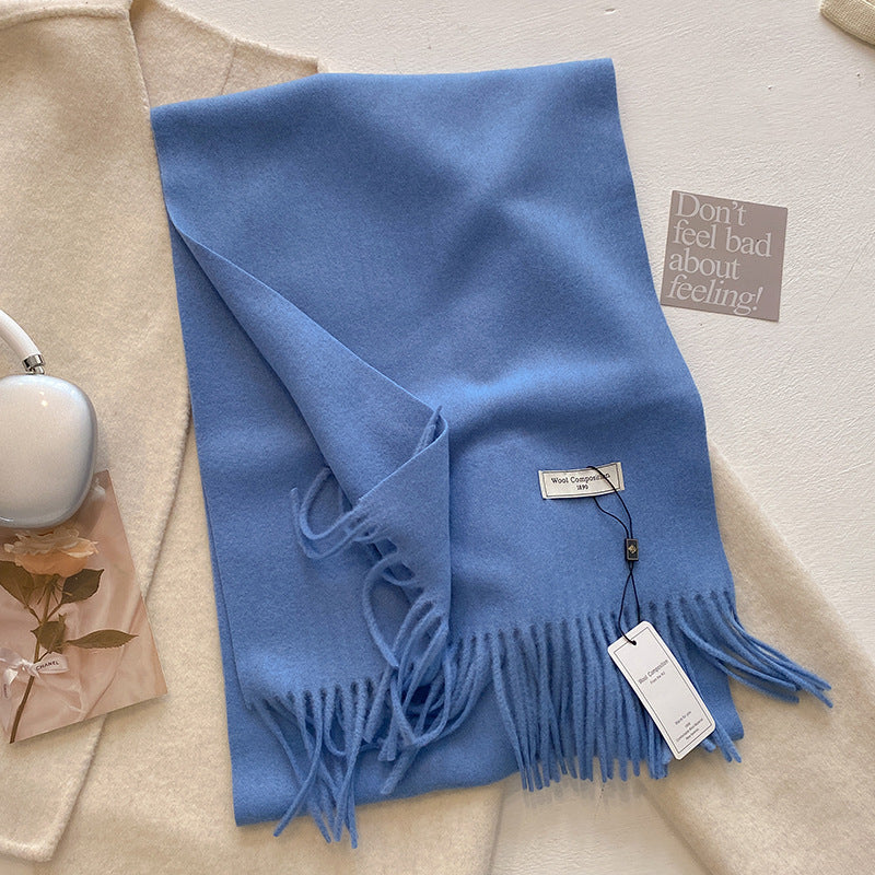 Scarf - Men's Tassel Shawl Winter Wrap-Scarf-Chaps London-Sky Blue-Chaps London