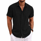 Short Sleeve Shirt - Men's Casual Collared Button Up-Shirts-Chaps London-Black-S-Chaps London