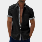 Short Sleeve Shirt - Men's Collared Button Up-Men Summer Shirt-Chaps London-Black-S-Chaps London