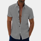 Short Sleeve Shirt - Men's Collared Button Up-Men Summer Shirt-Chaps London-Gray-S-Chaps London