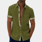 Short Sleeve Shirt - Men's Collared Button Up-Men Summer Shirt-Chaps London-Green-S-Chaps London