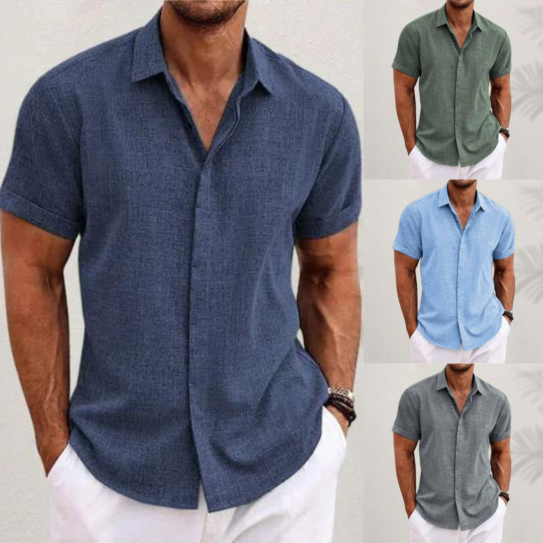 Short Sleeve Shirt - Men's Lightweight Collared Button Up-Men Shirt-Chaps London-Chaps London