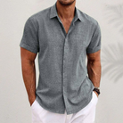 Short Sleeve Shirt - Men's Lightweight Collared Button Up-Men Shirt-Chaps London-Gray-S-Chaps London
