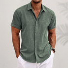 Short Sleeve Shirt - Men's Lightweight Collared Button Up-Men Shirt-Chaps London-Green-S-Chaps London