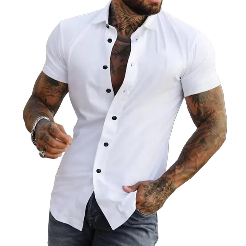 Short Sleeve Shirt | Stylish | Slim Fit | Button-up Shirt | Men's Shirts-Men's short sleeve top-Chaps London-Chaps London