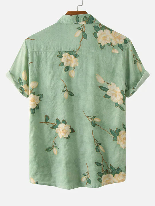 Short Sleeve Shirt - Turn Down Collar - Floral - Button-Up Shirt - Men's Shirts-Shirts-Chaps London-Chaps London