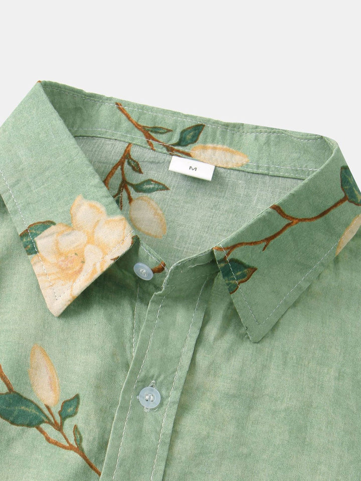 Short Sleeve Shirt - Turn Down Collar - Floral - Button-Up Shirt - Men's Shirts-Shirts-Chaps London-Chaps London