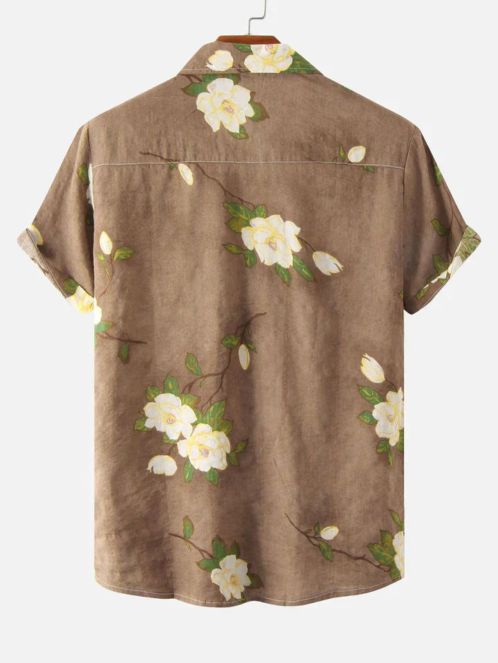 Short Sleeve Shirt - Turn Down Collar - Floral - Button-Up Shirt - Men's Shirts-Shirts-Chaps London-Chaps London