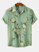 Short Sleeve Shirt - Turn Down Collar - Floral - Button-Up Shirt - Men's Shirts-Shirts-Chaps London-Green-S-Chaps London