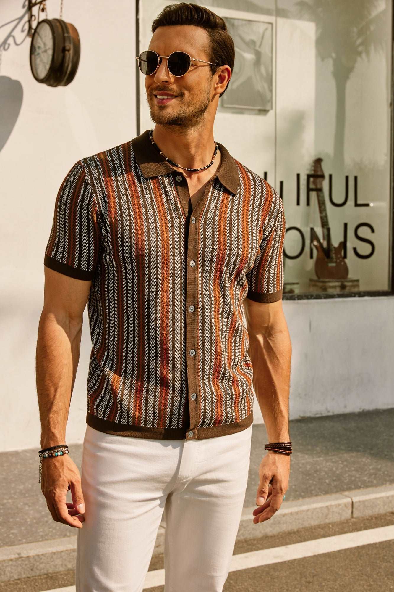 Short Sleeve Shirt | Vintage | Striped | Collared Shirt | Men's Shirts-Chaps London-Chaps London