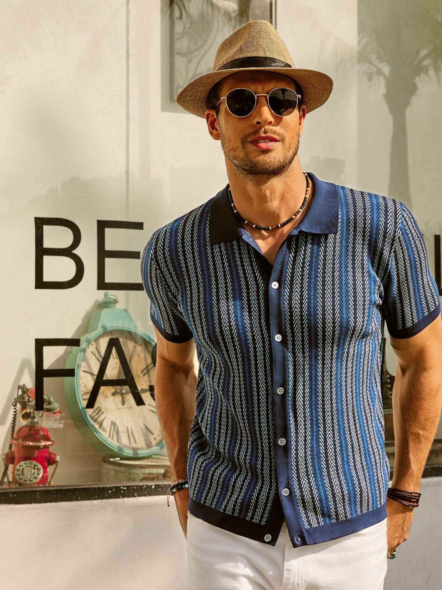 Short Sleeve Shirt | Vintage | Striped | Collared Shirt | Men's Shirts-Chaps London-Chaps London