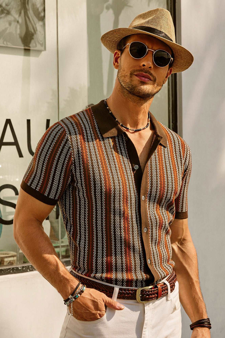 Short Sleeve Shirt | Vintage | Striped | Collared Shirt | Men's Shirts-Chaps London-Chaps London
