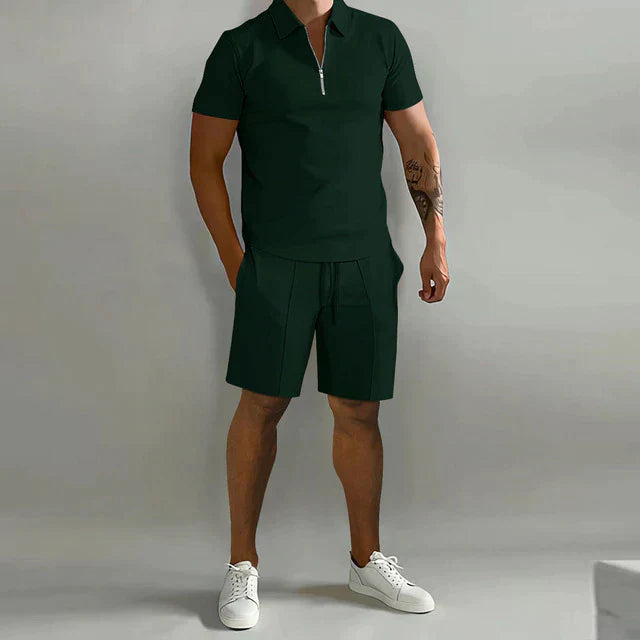 Shorts and T-Shirt Set | Polo | Short Sleeve | Two-Piece Set | Men's Summer Set-Korte Broek Heren-Chaps London-Chaps London