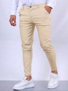 Skinny Chinos - Men's Casual Stretch Slim Fit Chino Pants-Skinny chino pants-Chaps London-Apricot-XS-Chaps London