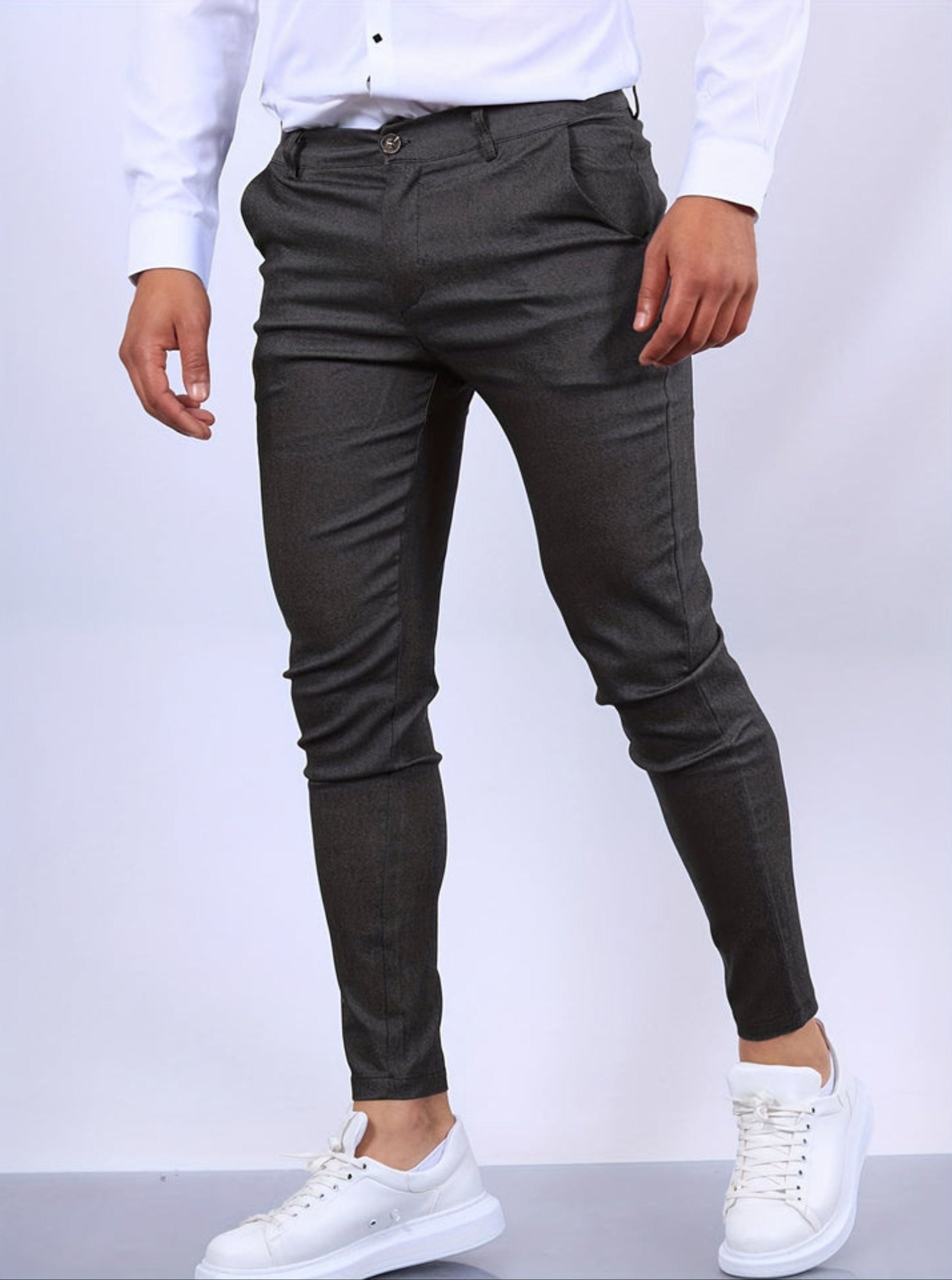 Skinny Chinos - Men's Casual Stretch Slim Fit Chino Pants-Skinny chino pants-Chaps London-Dark Gray-XS-Chaps London