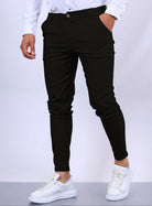 Skinny Chinos - Men's Casual Stretch Slim Fit Chino Pants-Skinny chino pants-Chaps London-Deep Black-XS-Chaps London
