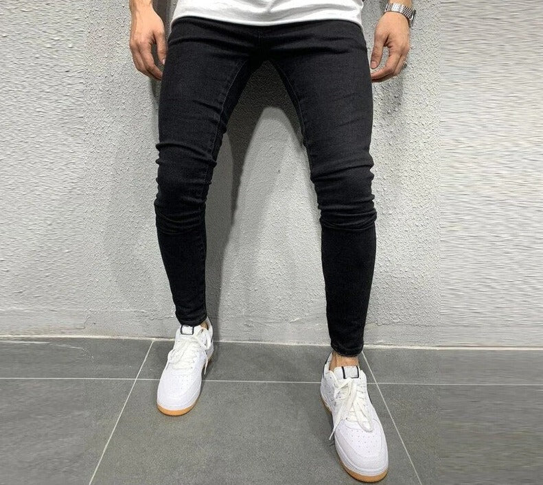 Skinny Jeans - Comfortable - Slim Fit - Stretch Jeans - Men's Jeans-Stretch Denim Cargo Pants-Chaps London-Black-S-Chaps London