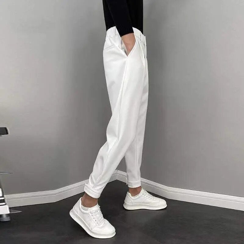 Slack Pants - Men's Loose Fit Elastic Waist Pleated Trousers-Pants-Chaps London-Chaps London