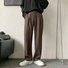 Slack Pants - Straight Leg - Loose Fit - Pleated Pants - Men's Pant's-Chaps London-Brown-S-Chaps London
