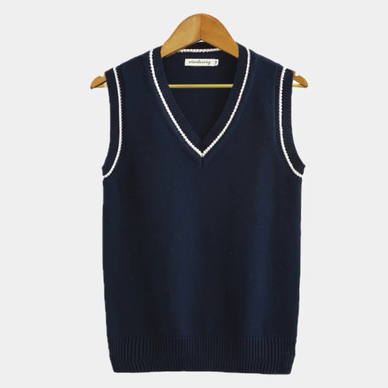 Sleeveless Jumper - Knitted - V-Neck - Sweater Vest - Men's Clothing-Chaps London-Blue-XS-Chaps London