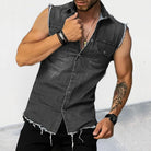 Sleeveless Shirt | Button-Up | Slim Fit | Denim Shirt | Men's Clothing-Shirts & Tops-Chaps London-Chaps London