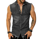 Sleeveless Shirt | Button-Up | Slim Fit | Denim Shirt | Men's Clothing-Shirts & Tops-Chaps London-Chaps London