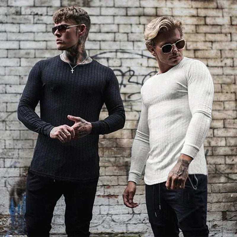 Slim Fit Sweater | Ribbed | Long Sleeve | Knitted Sweater | Men's Clothing-Sweater-Chaps London-Chaps London
