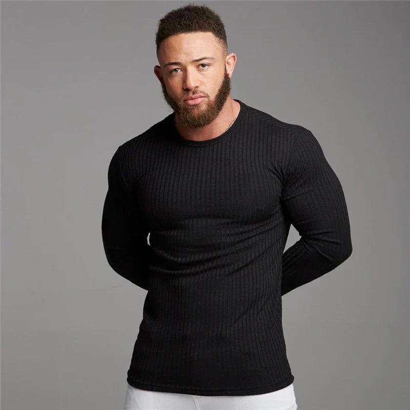 Slim Fit Sweater | Ribbed | Long Sleeve | Knitted Sweater | Men's Clothing-Sweater-Chaps London-Chaps London