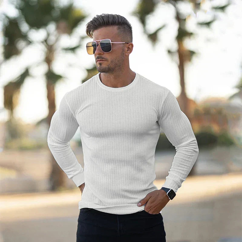 Slim Fit Sweater | Ribbed | Long Sleeve | Knitted Sweater | Men's Clothing-Sweater-Chaps London-Chaps London