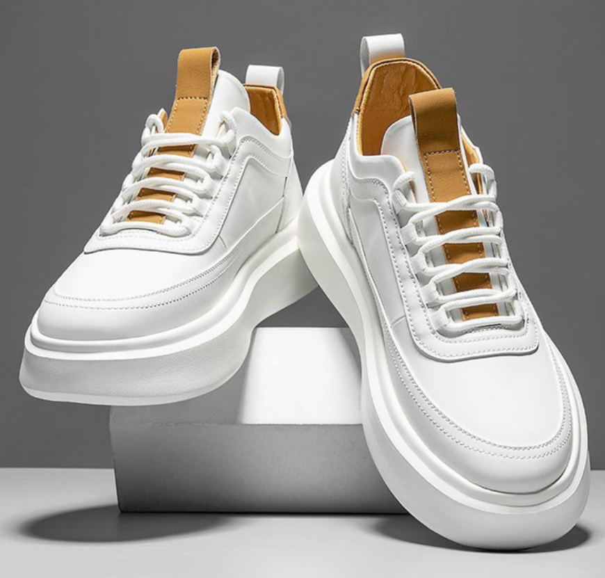 Sneakers - White - Laces - Walking Shoes - Men's Shoes-Sneakers-Chaps London-White-Brown-38-Chaps London