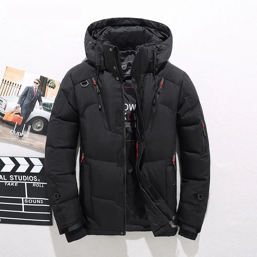 Snow Jacket | Hooded | Puffer | Down Jacket | Men's Winter Jackets-Chaps London-Black-XS-Chaps London