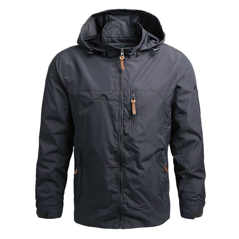 Softshell Windbreaker - Men's Hooded Waterproof Windproof Jacket-Windbreakers-Chaps London-Grey-S-Chaps London