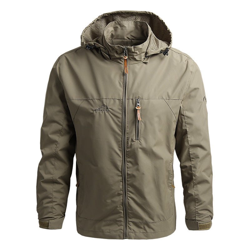 Softshell Windbreaker - Men's Hooded Waterproof Windproof Jacket-Windbreakers-Chaps London-Khaki-S-Chaps London