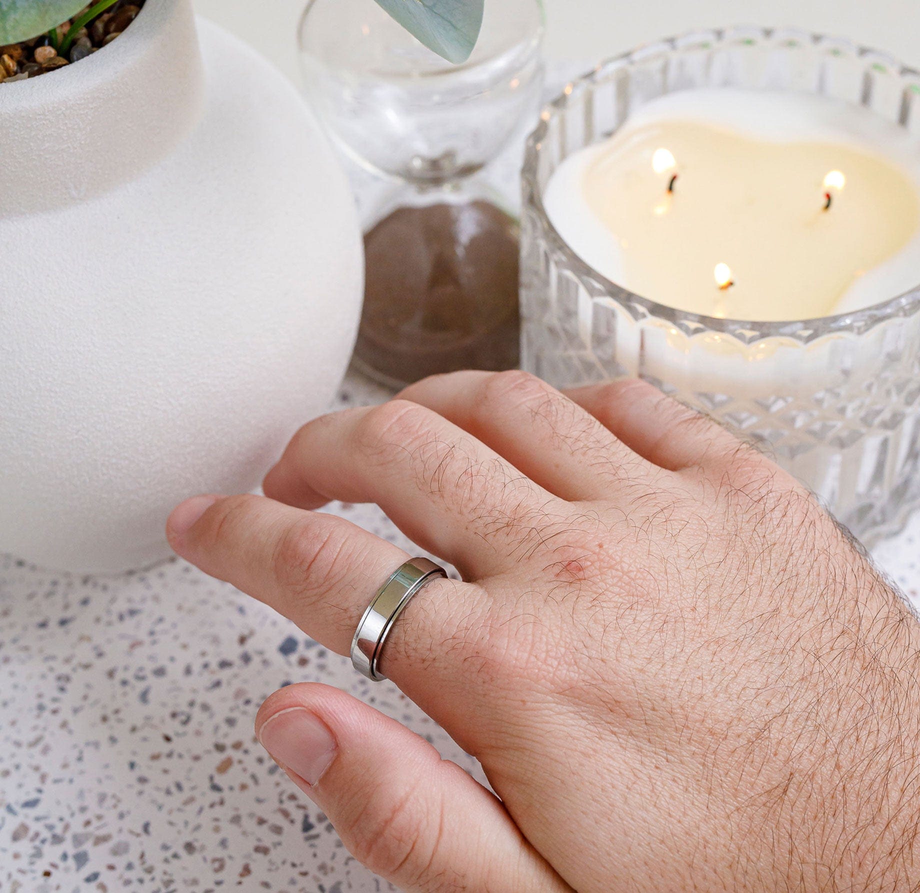 Spinner Ring - Men's Stainless Steel Fidget Band-Ring-Chaps London-Chaps London