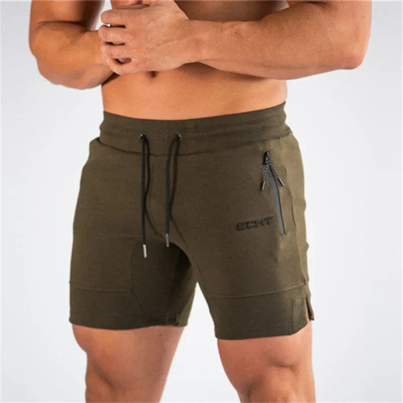 Sports Shorts - Men's Drawstring Activewear Gym Shorts with Pockets-Sportbroek man-Chaps London-Army Green-S-Chaps London