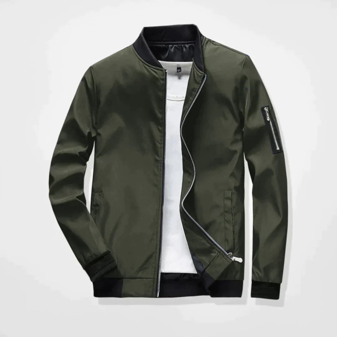 Spring Jacket - Men's Lightweight Zip-Up Bomber Jacket-Bomber Jackets-Chaps London-Green-M-Chaps London
