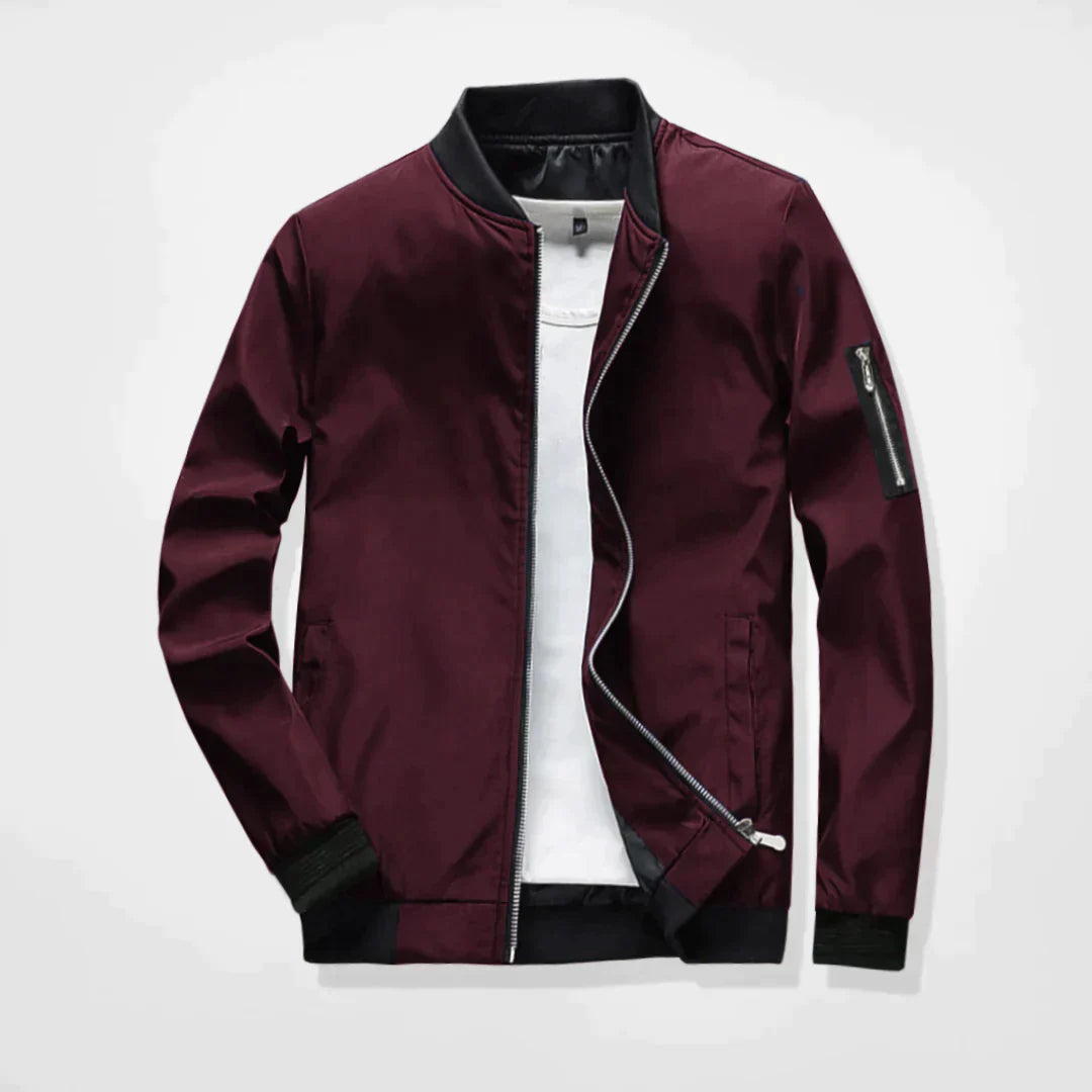 Spring Jacket - Men's Lightweight Zip-Up Bomber Jacket-Bomber Jackets-Chaps London-Red-M-Chaps London